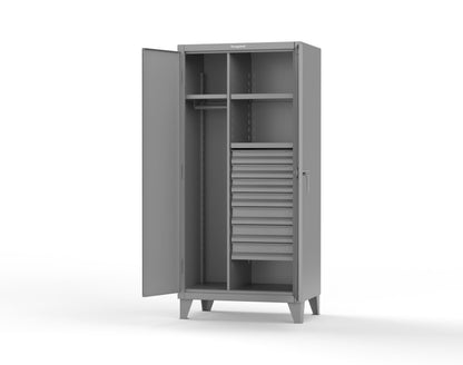 Extreme Duty 12 GA Uniform Cabinet with 7 Drawers, 3 Shelves - 36 In. W x 24 In. D x 78 In. H - 36-W-243-7DB-7037