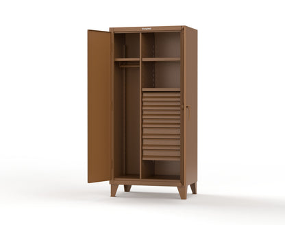 Extreme Duty 12 GA Uniform Cabinet with 7 Drawers, 3 Shelves - 36 In. W x 24 In. D x 78 In. H - 36-W-243-7DB-8008