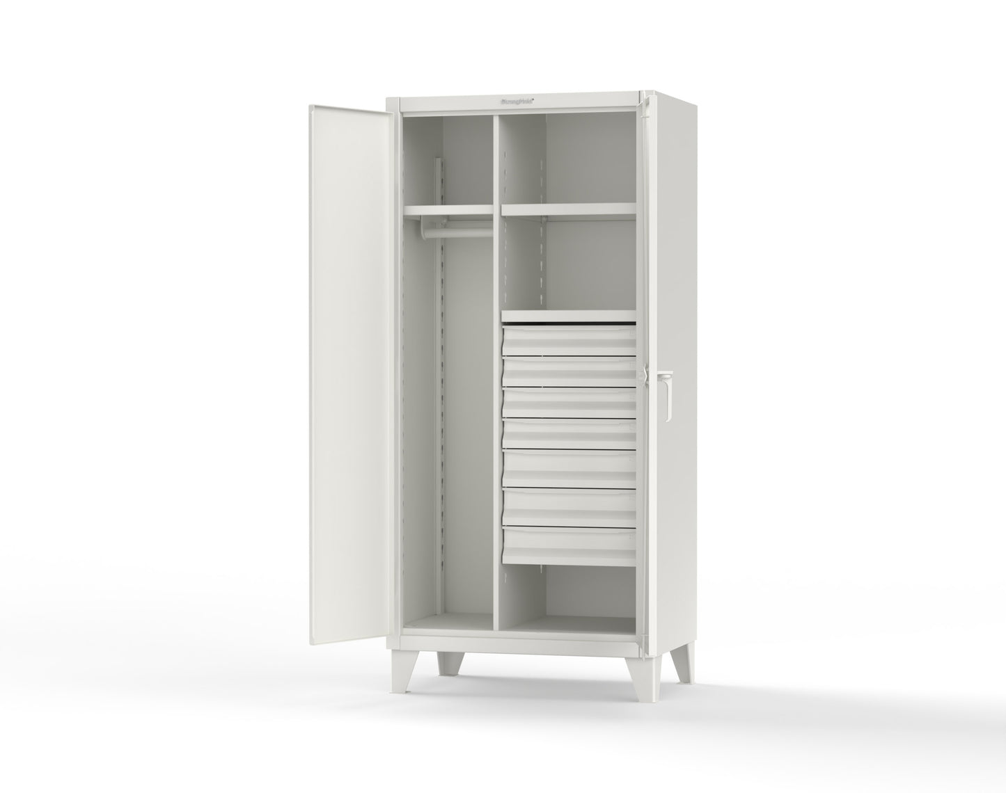 Extreme Duty 12 GA Uniform Cabinet with 7 Drawers, 3 Shelves - 36 In. W x 24 In. D x 78 In. H - 36-W-243-7DB-9003