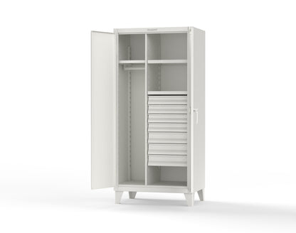 Extreme Duty 12 GA Uniform Cabinet with 7 Drawers, 3 Shelves - 36 In. W x 24 In. D x 78 In. H - 36-W-243-7DB-9003