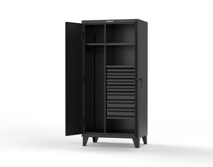 Extreme Duty 12 GA Uniform Cabinet with 7 Drawers, 3 Shelves - 36 In. W x 24 In. D x 78 In. H - 36-W-243-7DB-9005