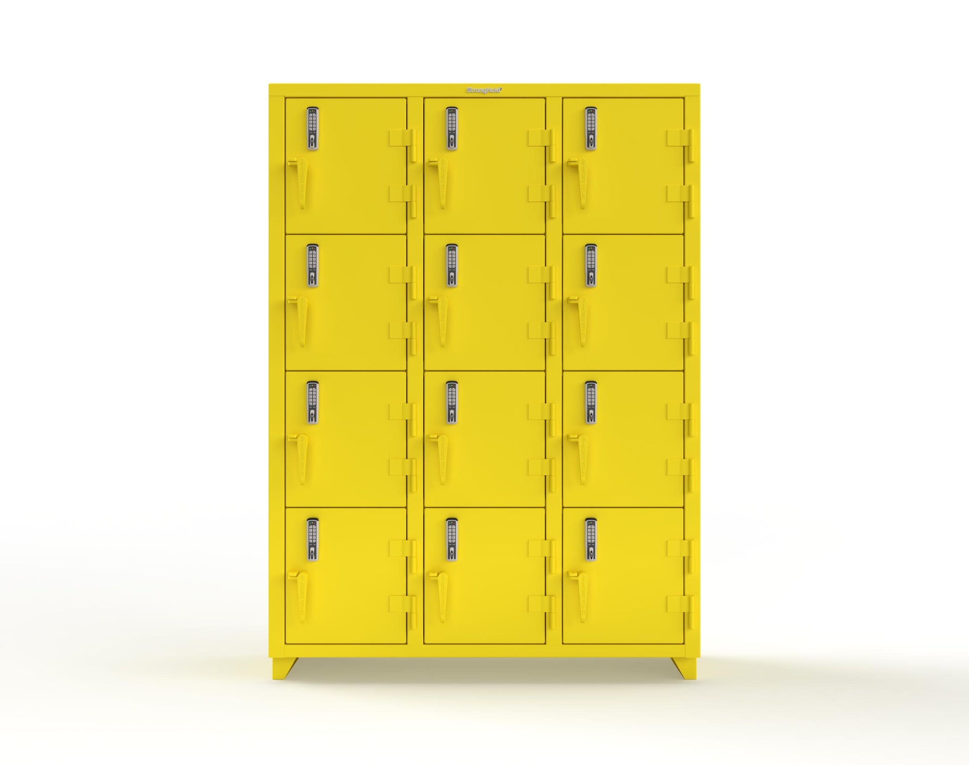 Extra Heavy Duty 14 GA 4-Tier Locker with Keyless Entry Lock, 12 Compartments – 54 in. W x 18 in. D x 75 in. H - 4.66-12D-18-4T-EK-L-1021