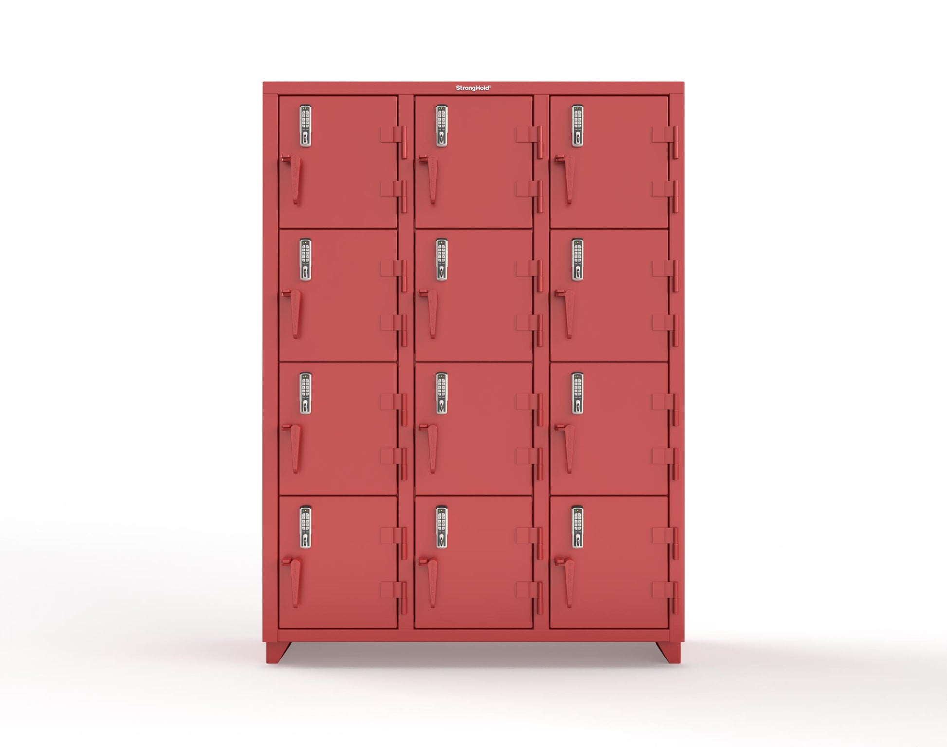 Extra Heavy Duty 14 GA 4-Tier Locker with Keyless Entry Lock, 12 Compartments – 54 in. W x 18 in. D x 75 in. H - 4.66-12D-18-4T-EK-L-3001