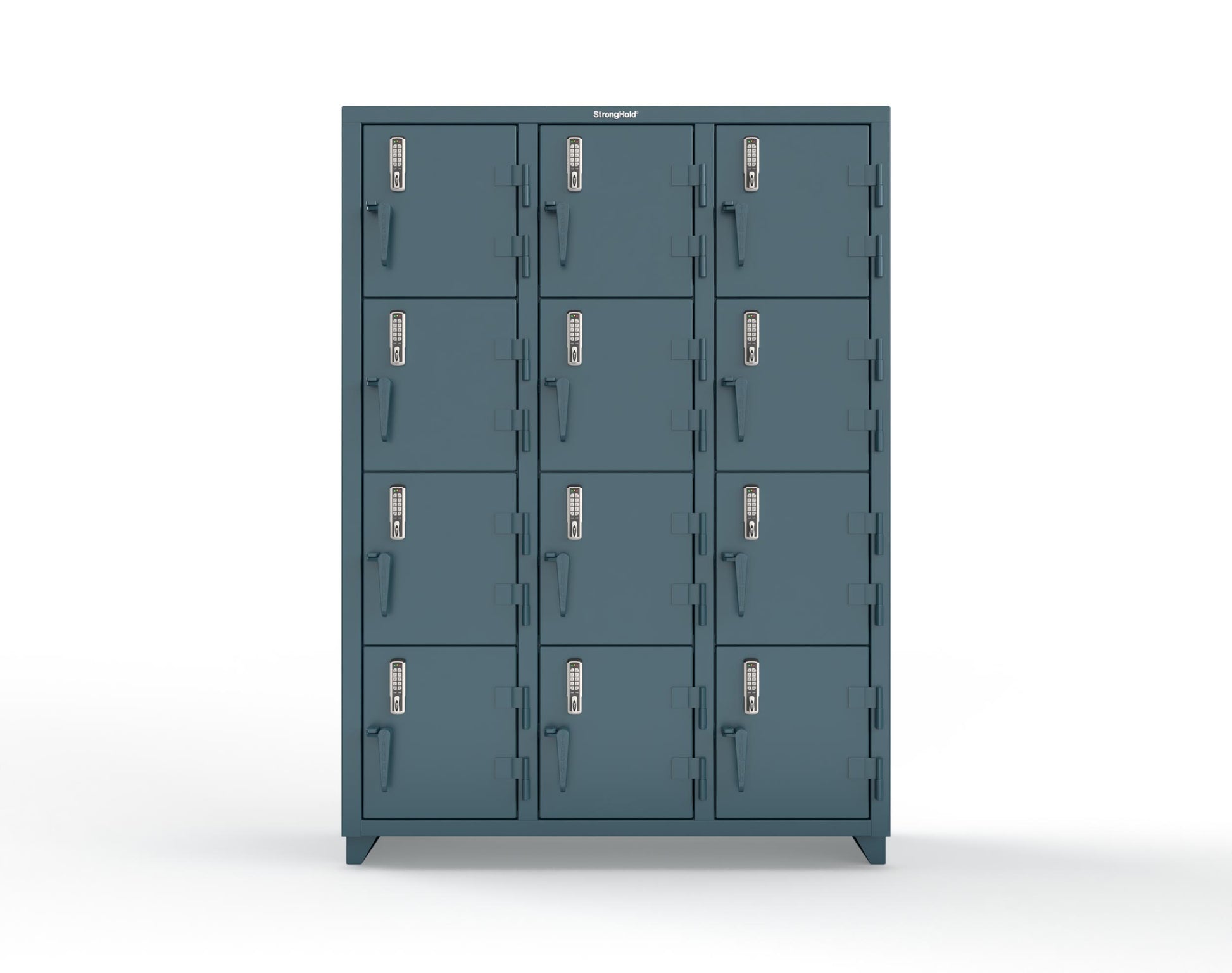Extra Heavy Duty 14 GA 4-Tier Locker with Keyless Entry Lock, 12 Compartments – 54 in. W x 18 in. D x 75 in. H - 4.66-12D-18-4T-EK-L-5001