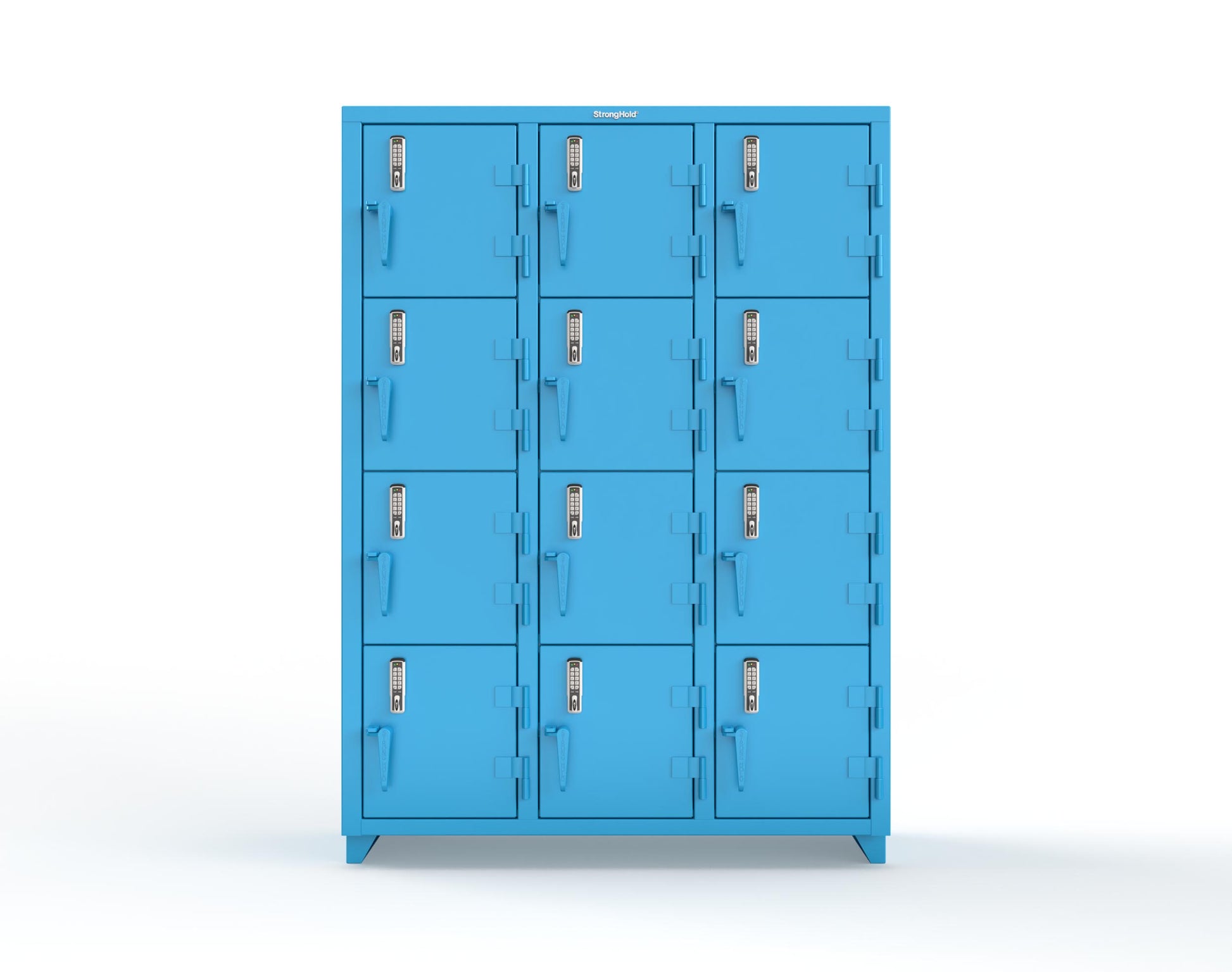 Extra Heavy Duty 14 GA 4-Tier Locker with Keyless Entry Lock, 12 Compartments – 54 in. W x 18 in. D x 75 in. H - 4.66-12D-18-4T-EK-L-5012