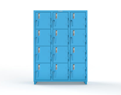 Extra Heavy Duty 14 GA 4-Tier Locker with Keyless Entry Lock, 12 Compartments – 54 in. W x 18 in. D x 75 in. H - 4.66-12D-18-4T-EK-L-5012