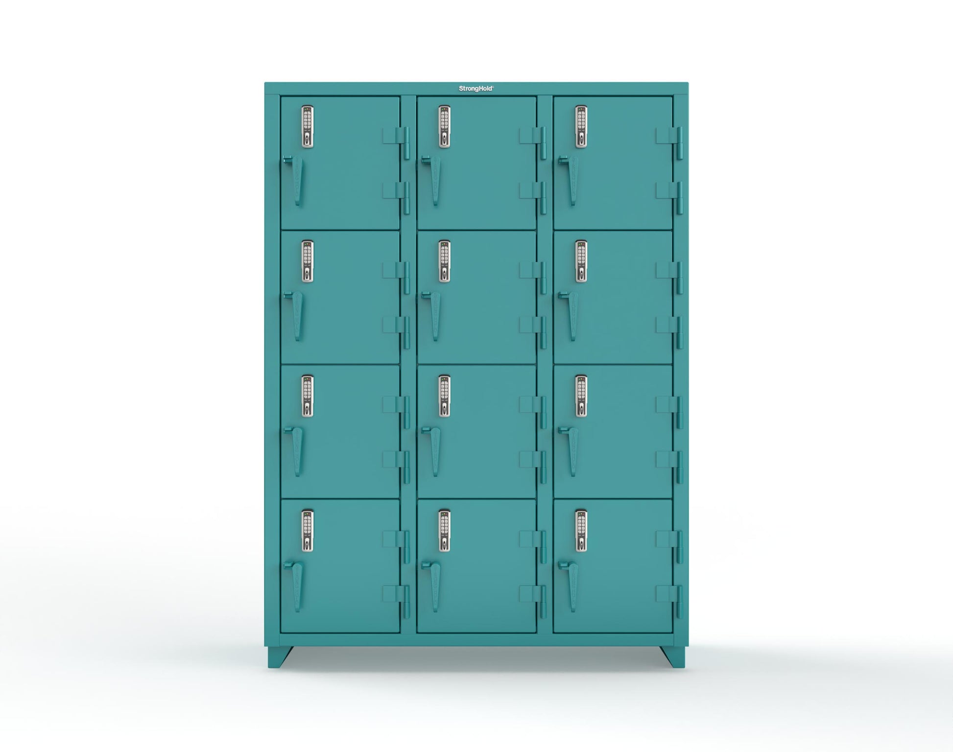 Extra Heavy Duty 14 GA 4-Tier Locker with Keyless Entry Lock, 12 Compartments – 54 in. W x 18 in. D x 75 in. H - 4.66-12D-18-4T-EK-L-5021