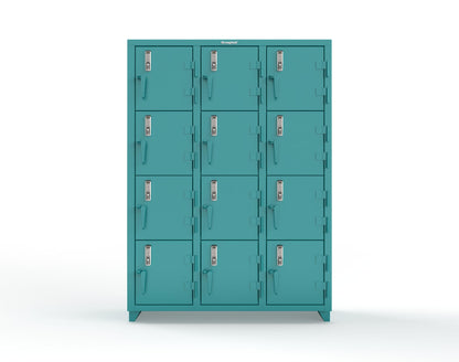 Extra Heavy Duty 14 GA 4-Tier Locker with Keyless Entry Lock, 12 Compartments – 54 in. W x 18 in. D x 75 in. H - 4.66-12D-18-4T-EK-L-5021