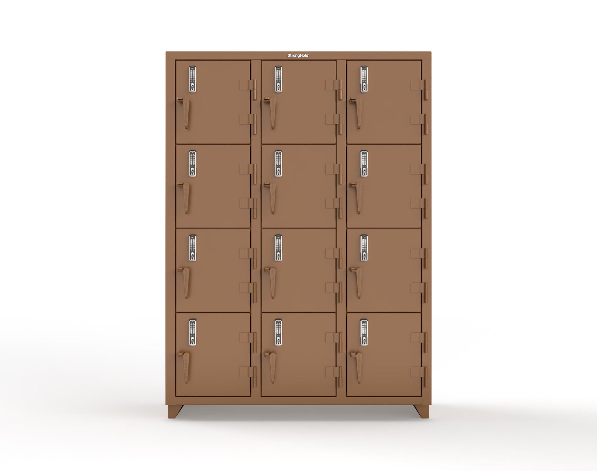 Extra Heavy Duty 14 GA 4-Tier Locker with Keyless Entry Lock, 12 Compartments – 54 in. W x 18 in. D x 75 in. H - 4.66-12D-18-4T-EK-L-8008