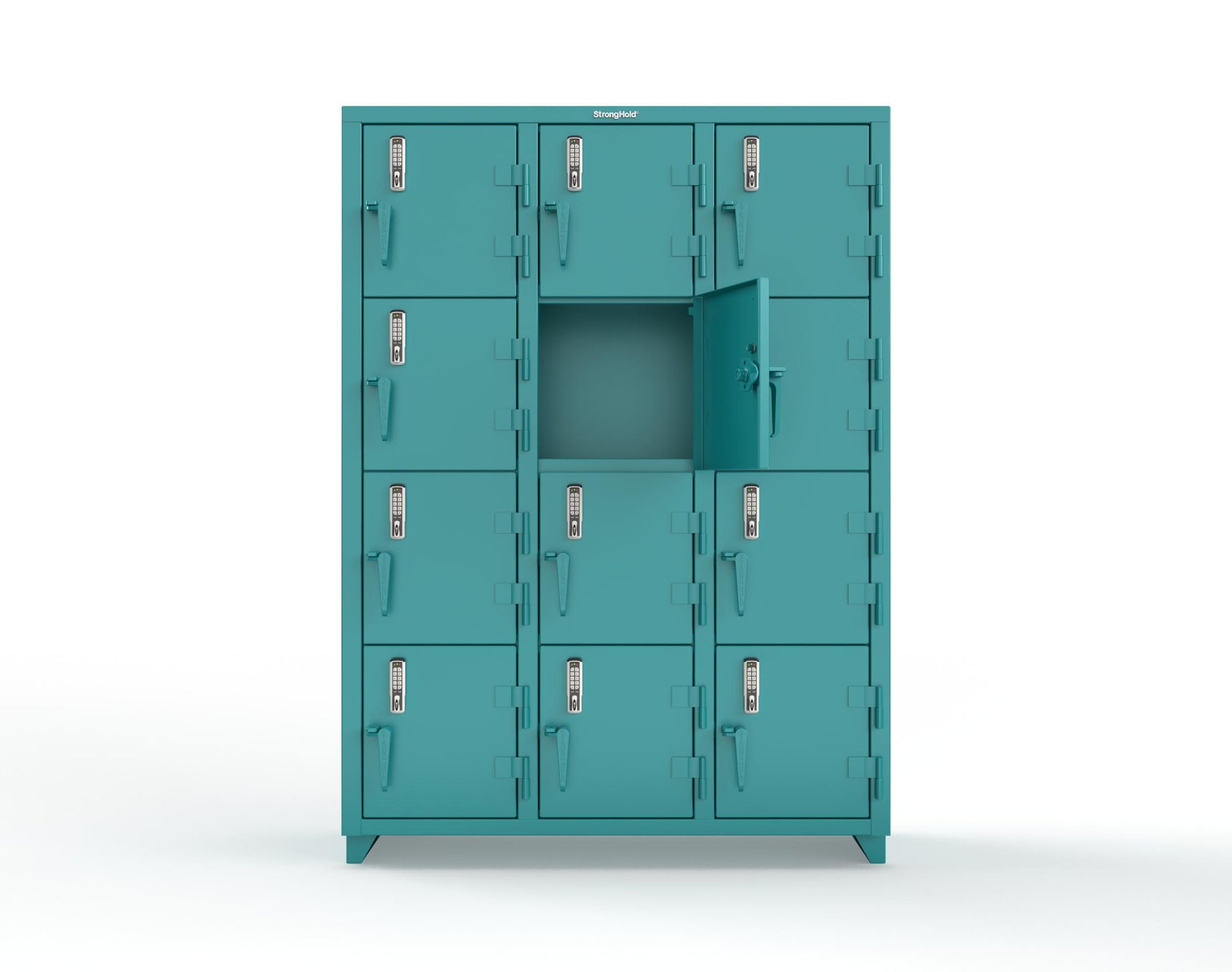 Extra Heavy Duty 14 GA 4-Tier Locker with Keyless Entry Lock, 12 Compartments – 54 in. W x 18 in. D x 75 in. H - 4.66-12D-18-4T-EK-L-5021