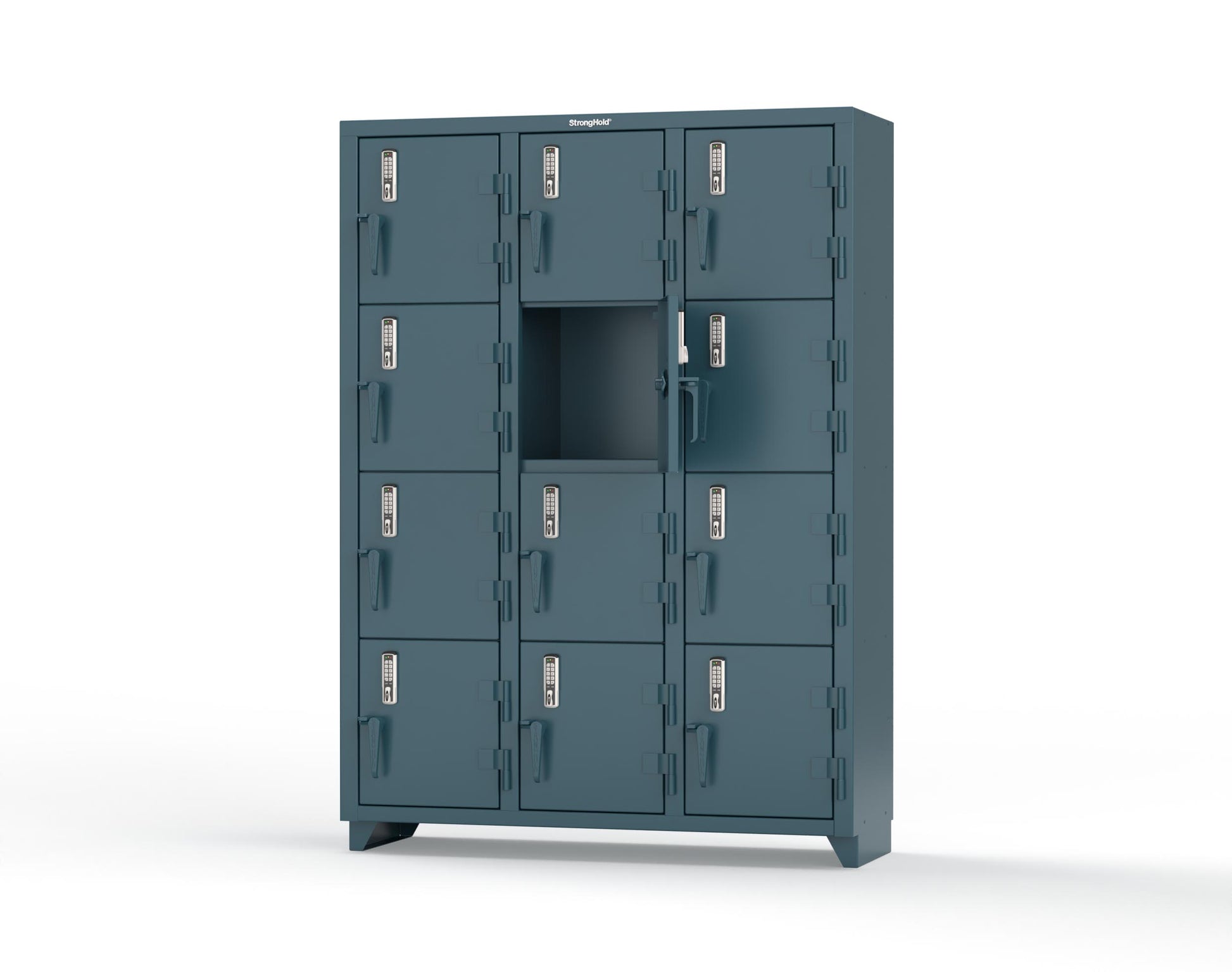 Extra Heavy Duty 14 GA 4-Tier Locker with Keyless Entry Lock, 12 Compartments – 54 in. W x 18 in. D x 75 in. H - 4.66-12D-18-4T-EK-L-5001