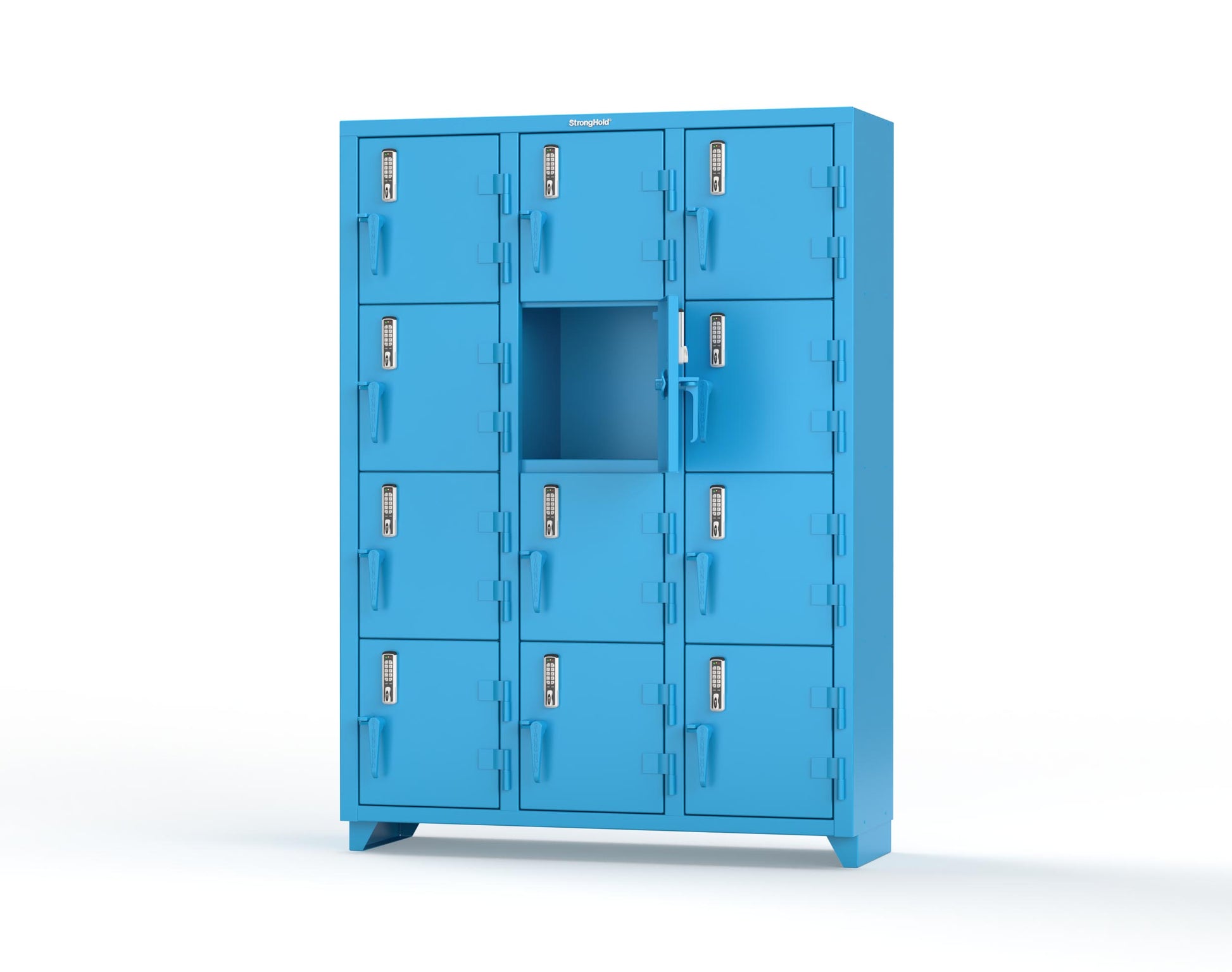 Extra Heavy Duty 14 GA 4-Tier Locker with Keyless Entry Lock, 12 Compartments – 54 in. W x 18 in. D x 75 in. H - 4.66-12D-18-4T-EK-L-5012