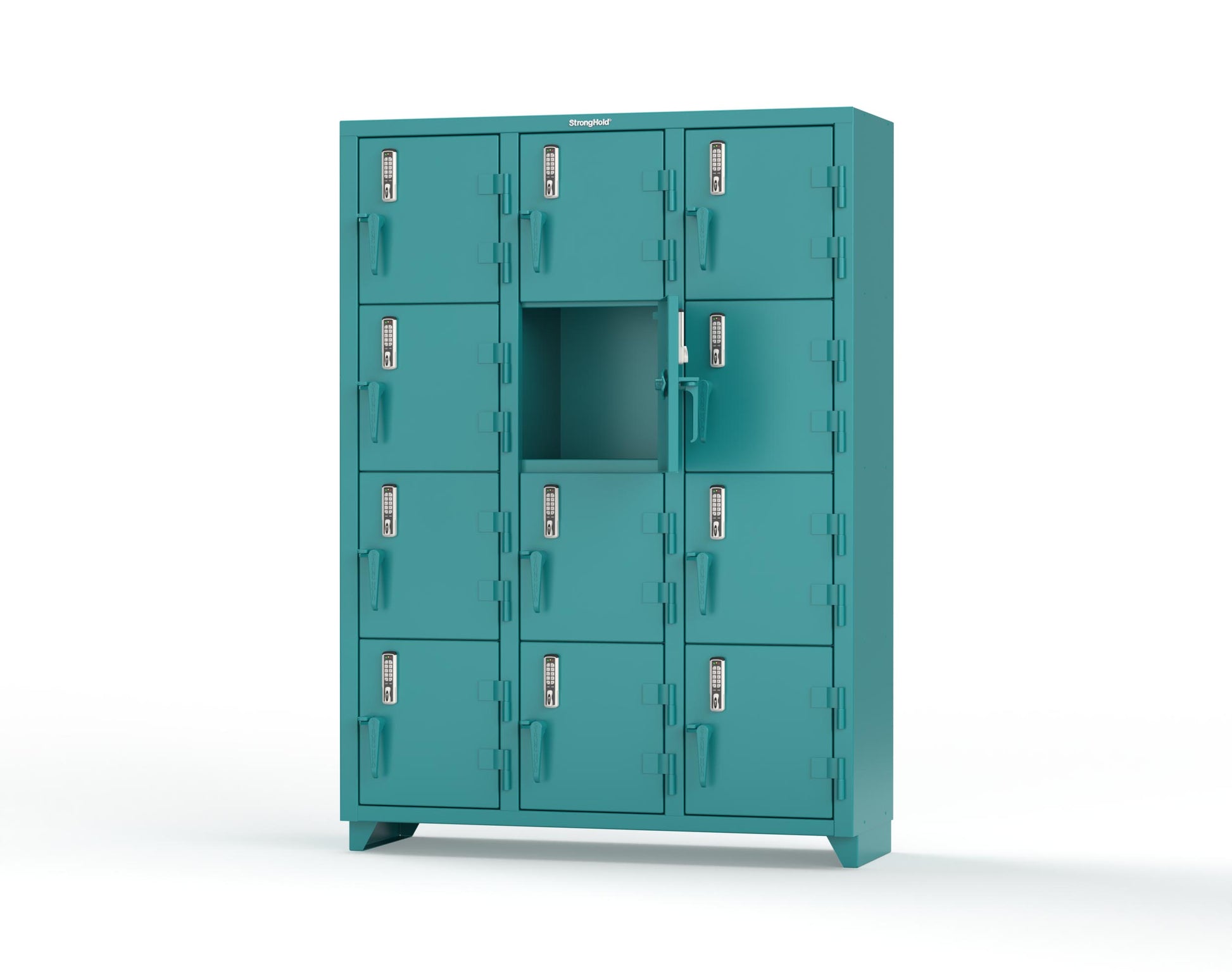 Extra Heavy Duty 14 GA 4-Tier Locker with Keyless Entry Lock, 12 Compartments – 54 in. W x 18 in. D x 75 in. H - 4.66-12D-18-4T-EK-L-5021