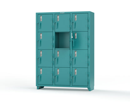 Extra Heavy Duty 14 GA 4-Tier Locker with Keyless Entry Lock, 12 Compartments – 54 in. W x 18 in. D x 75 in. H - 4.66-12D-18-4T-EK-L-5021