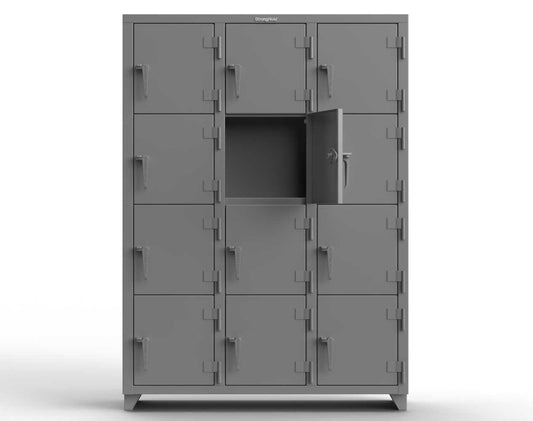 Extra Heavy Duty 14 GA 4-Tier Locker, 12 Compartments - 54 in. W x 18 in. D x 75 in. H