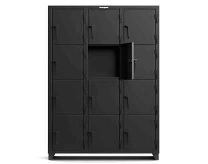 Extra Heavy Duty 14 GA 4-Tier Locker, 12 Compartments - 54 in. W x 18 in. D x 75 in. H