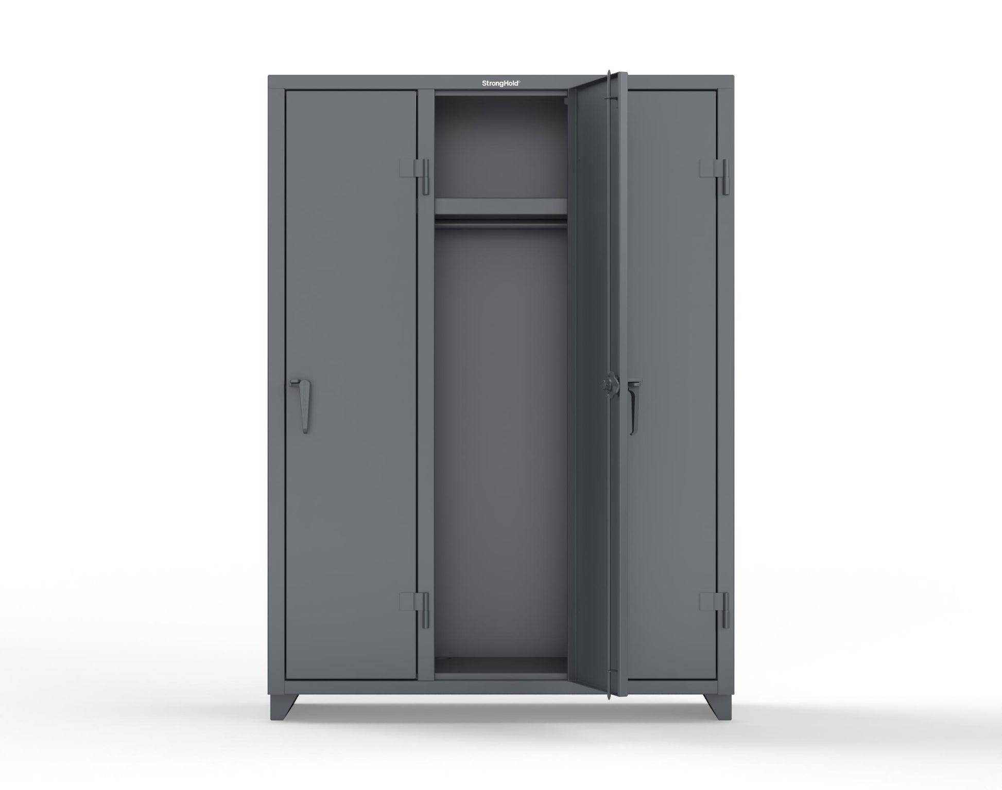 Extra Heavy Duty 14 GA Single-Tier Locker with Shelf and Hanger Rod, 3 Compartments - 54 in. W x 18 in. D x 75 in. H - 4.66-3D-18-1T-L-7024