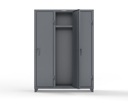 Extra Heavy Duty 14 GA Single-Tier Locker with Shelf and Hanger Rod, 3 Compartments - 54 in. W x 18 in. D x 75 in. H - 4.66-3D-18-1T-L-7024
