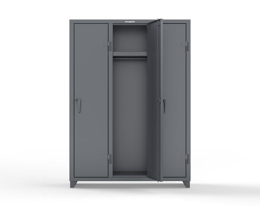 Extra Heavy Duty 14 GA Single-Tier Locker with Shelf and Hanger Rod, 3 Compartments - 54 in. W x 18 in. D x 75 in. H - 4.66-3D-18-1T-L-7024