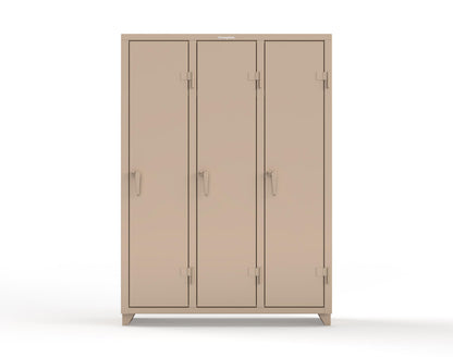 Extra Heavy Duty 14 GA Single-Tier Locker with Shelf and Hanger Rod, 3 Compartments - 54 in. W x 18 in. D x 75 in. H - 4.66-3D-18-1T-L-1019