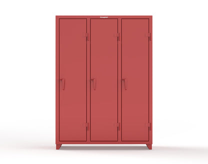Extra Heavy Duty 14 GA Single-Tier Locker with Shelf and Hanger Rod, 3 Compartments - 54 in. W x 18 in. D x 75 in. H - 4.66-3D-18-1T-L-3001