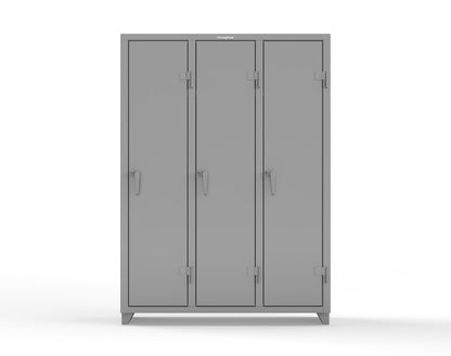 Extra Heavy Duty 14 GA Single-Tier Locker with Shelf and Hanger Rod, 3 Compartments - 54 in. W x 18 in. D x 75 in. H - 4.66-3D-18-1T-L-7037