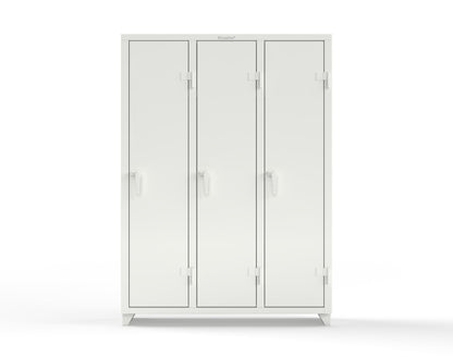 Extra Heavy Duty 14 GA Single-Tier Locker with Shelf and Hanger Rod, 3 Compartments - 54 in. W x 18 in. D x 75 in. H - 4.66-3D-18-1T-L-9003