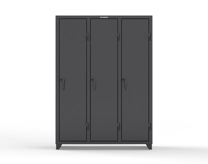 Extra Heavy Duty 14 GA Single-Tier Locker with Shelf and Hanger Rod, 3 Compartments - 54 in. W x 18 in. D x 75 in. H - 4.66-3D-18-1T-L-9005