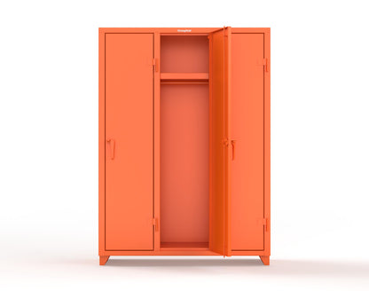 Extra Heavy Duty 14 GA Single-Tier Locker with Shelf and Hanger Rod, 3 Compartments - 54 in. W x 18 in. D x 75 in. H - 4.66-3D-18-1T-L-2009