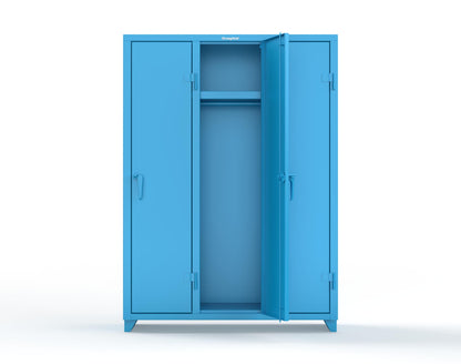 Extra Heavy Duty 14 GA Single-Tier Locker with Shelf and Hanger Rod, 3 Compartments - 54 in. W x 18 in. D x 75 in. H - 4.66-3D-18-1T-L-5012