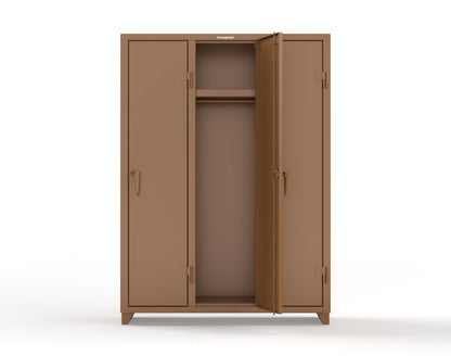 Extra Heavy Duty 14 GA Single-Tier Locker with Shelf and Hanger Rod, 3 Compartments - 54 in. W x 18 in. D x 75 in. H - 4.66-3D-18-1T-L-8008