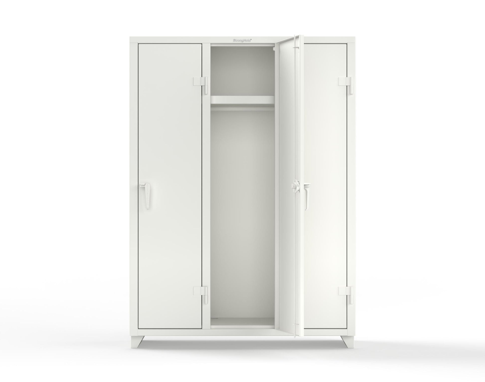 Extra Heavy Duty 14 GA Single-Tier Locker with Shelf and Hanger Rod, 3 Compartments - 54 in. W x 18 in. D x 75 in. H - 4.66-3D-18-1T-L-9003