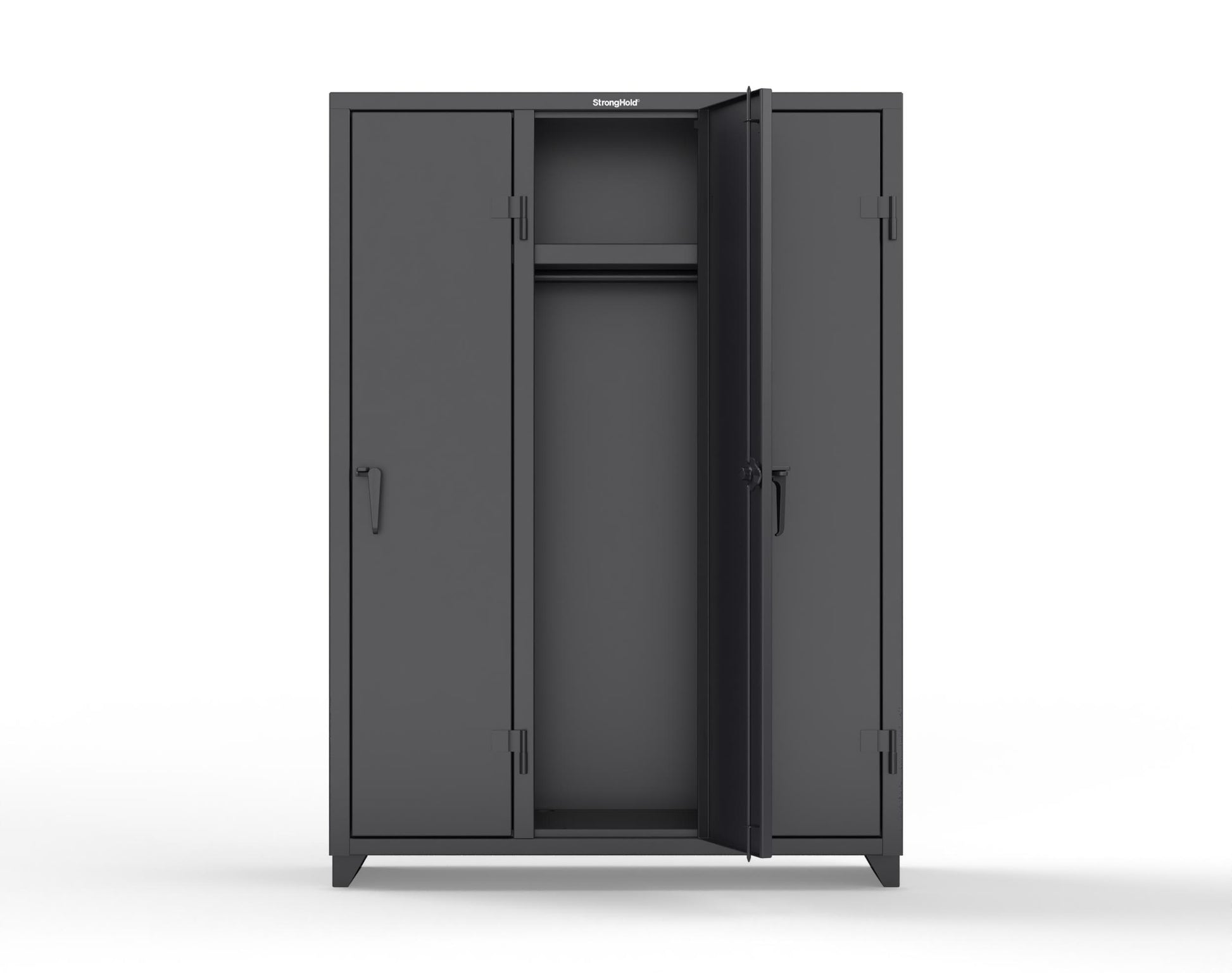 Extra Heavy Duty 14 GA Single-Tier Locker with Shelf and Hanger Rod, 3 Compartments - 54 in. W x 18 in. D x 75 in. H - 4.66-3D-18-1T-L-9005