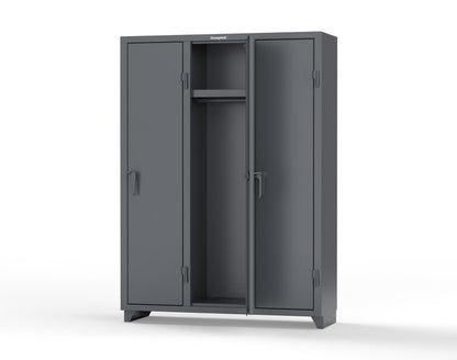 Extra Heavy Duty 14 GA Single-Tier Locker with Shelf and Hanger Rod, 3 Compartments - 54 in. W x 18 in. D x 75 in. H - 4.66-3D-18-1T-L-7024