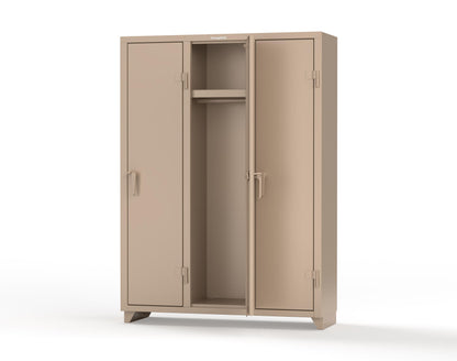 Extra Heavy Duty 14 GA Single-Tier Locker with Shelf and Hanger Rod, 3 Compartments - 54 in. W x 18 in. D x 75 in. H - 4.66-3D-18-1T-L-1019