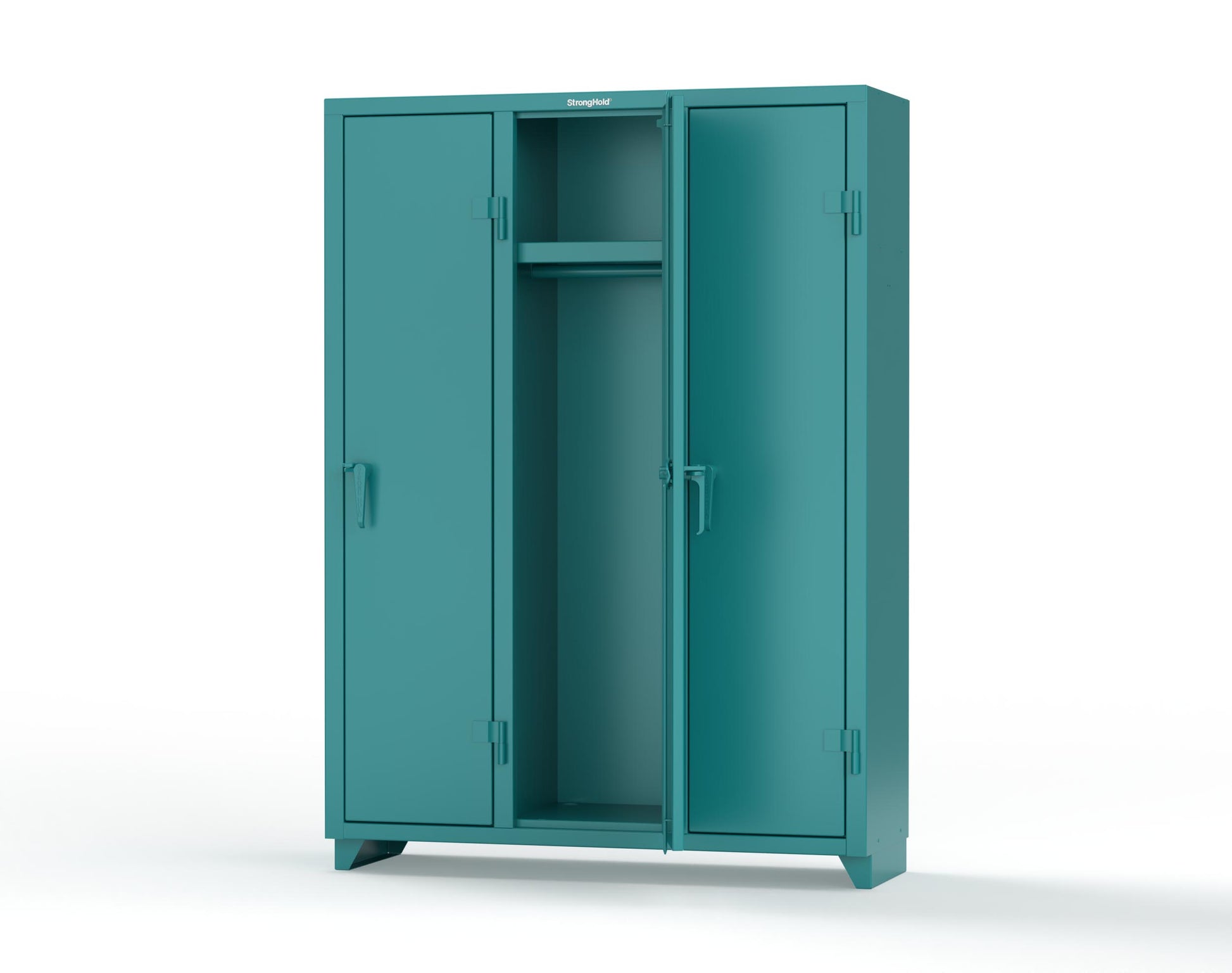 Extra Heavy Duty 14 GA Single-Tier Locker with Shelf and Hanger Rod, 3 Compartments - 54 in. W x 18 in. D x 75 in. H - 4.66-3D-18-1T-L-5021