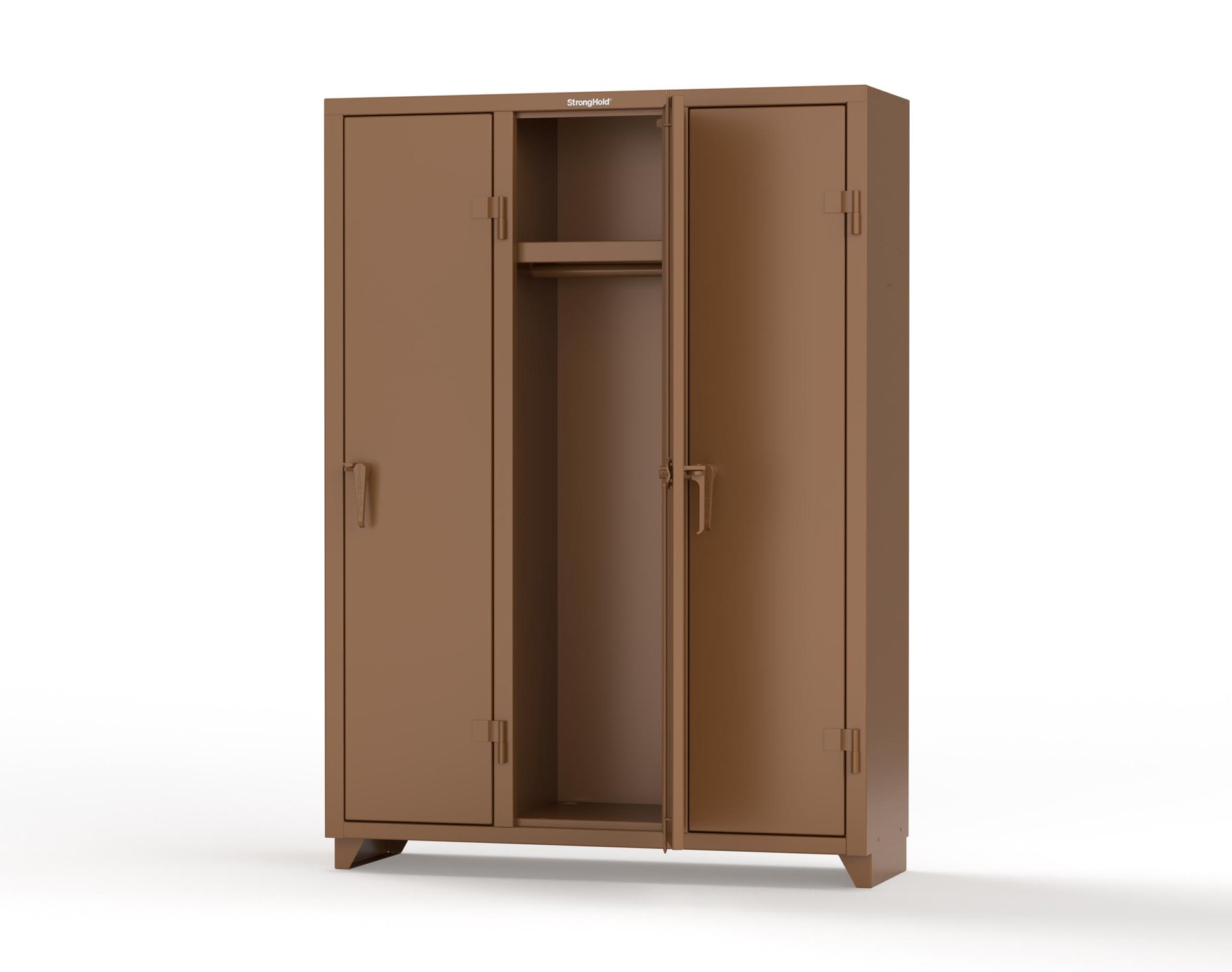 Extra Heavy Duty 14 GA Single-Tier Locker with Shelf and Hanger Rod, 3 Compartments - 54 in. W x 18 in. D x 75 in. H - 4.66-3D-18-1T-L-8008