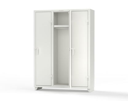 Extra Heavy Duty 14 GA Single-Tier Locker with Shelf and Hanger Rod, 3 Compartments - 54 in. W x 18 in. D x 75 in. H - 4.66-3D-18-1T-L-9003