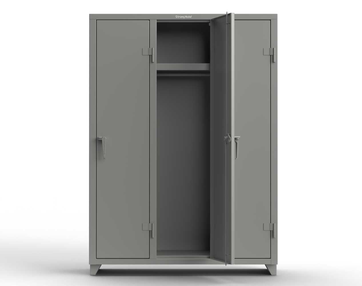 Extra Heavy Duty 14 GA Single-Tier Locker with Shelf and Hanger Rod, 3 Compartments - 54 in. W x 18 in. D x 75 in. H