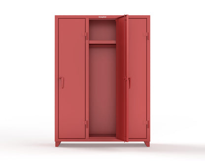 Extra Heavy Duty 14 GA Single-Tier Locker with Shelf and Hanger Rod, 3 Compartments - 54 in. W x 18 in. D x 75 in. H - 4.66-3D-18-1T-L-3001