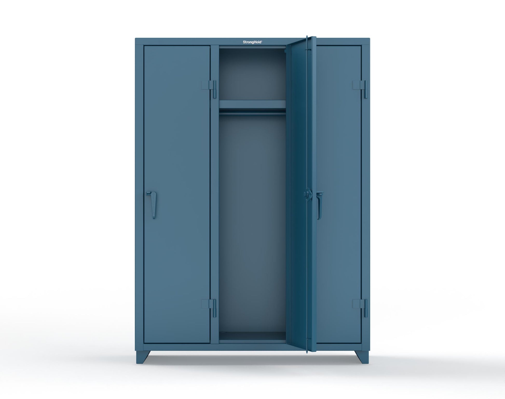 Extra Heavy Duty 14 GA Single-Tier Locker with Shelf and Hanger Rod, 3 Compartments - 54 in. W x 18 in. D x 75 in. H - 4.66-3D-18-1T-L-5001