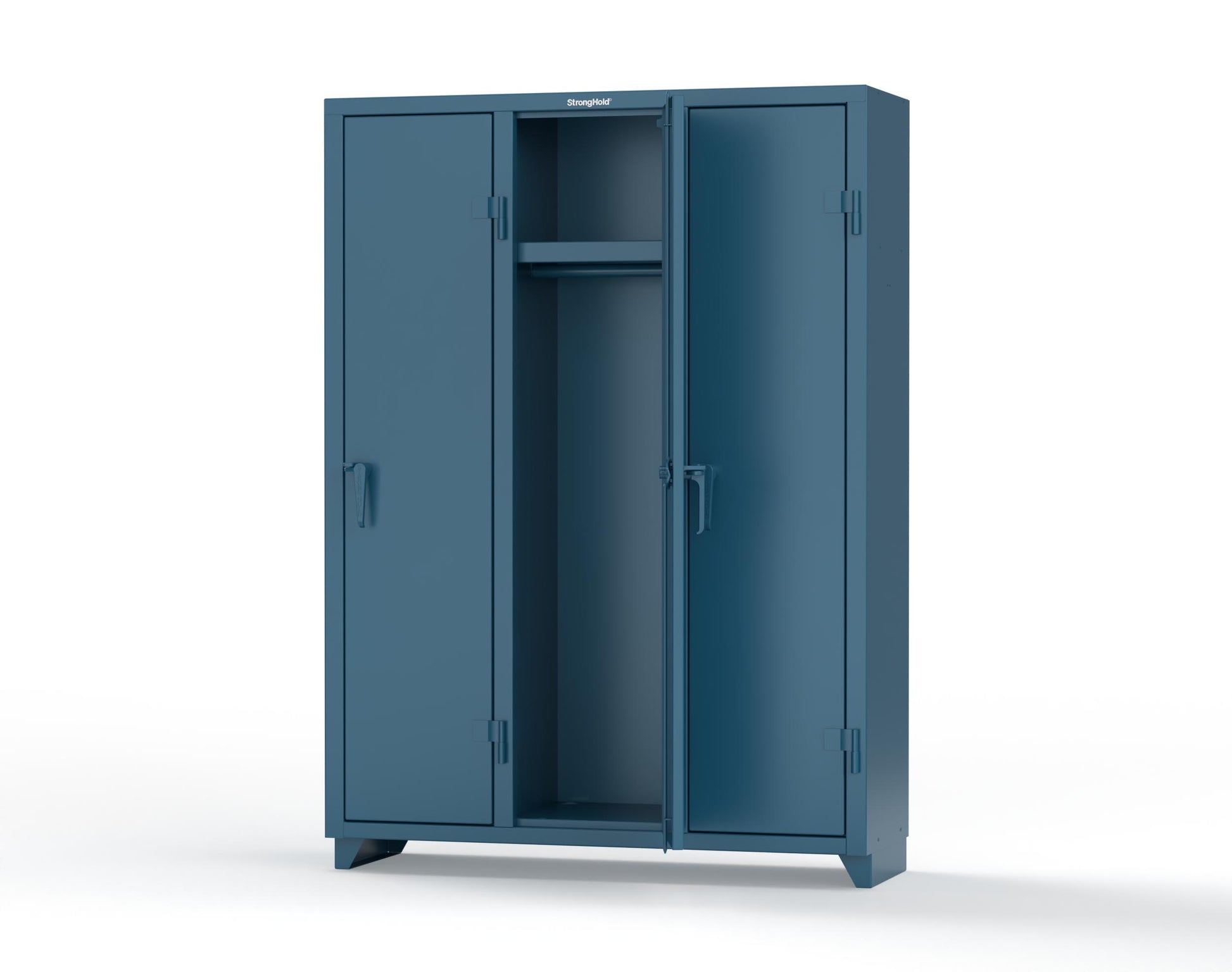 Extra Heavy Duty 14 GA Single-Tier Locker with Shelf and Hanger Rod, 3 Compartments - 54 in. W x 18 in. D x 75 in. H - 4.66-3D-18-1T-L-5001