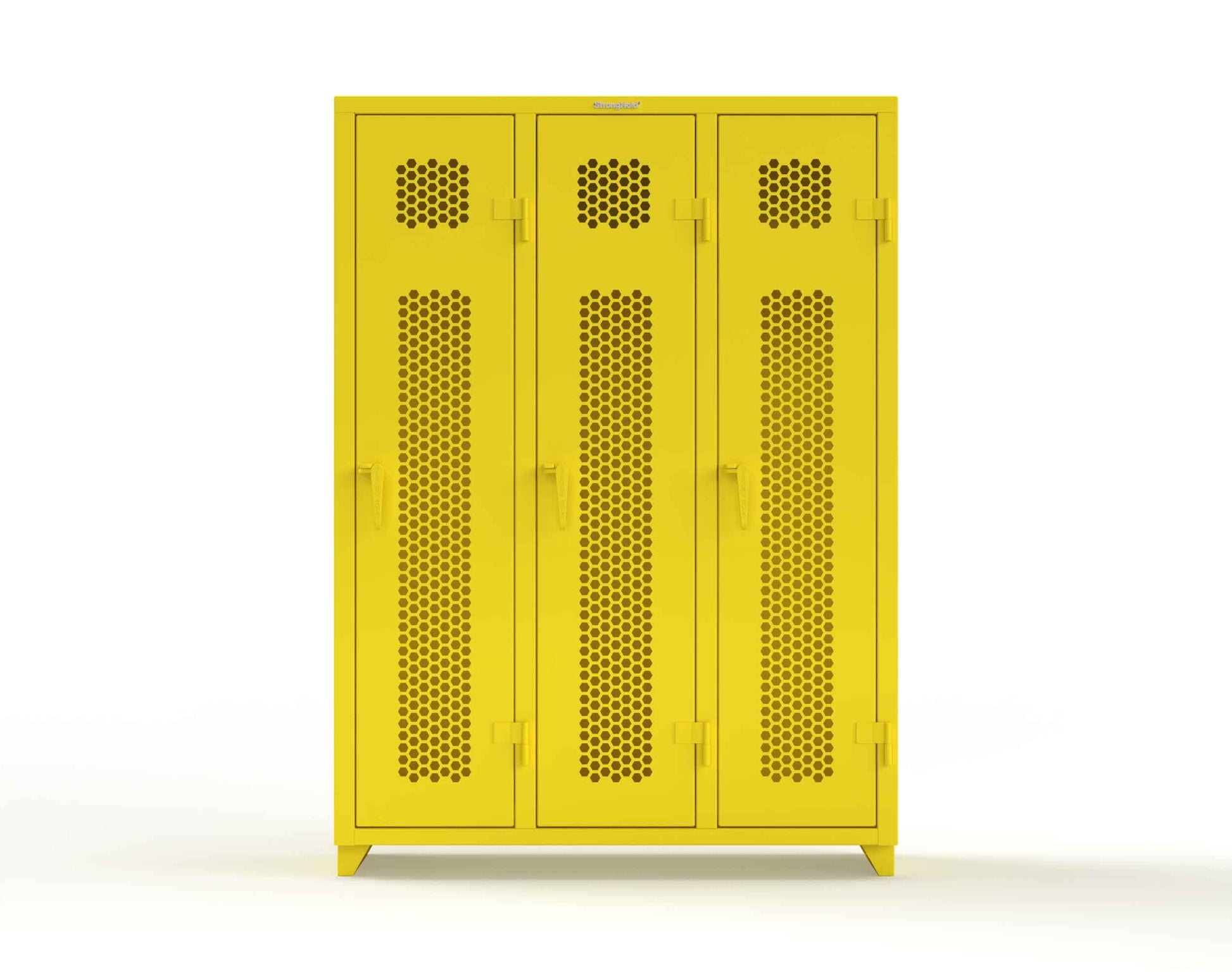 Extra Heavy Duty 14 GA Ventilated Single-Tier Locker with Shelf and Hanger Rod, 3 Compartments - 54 in. W x 18 in. D x 75 in. H - 4.66-3H-18-1T-L-1021