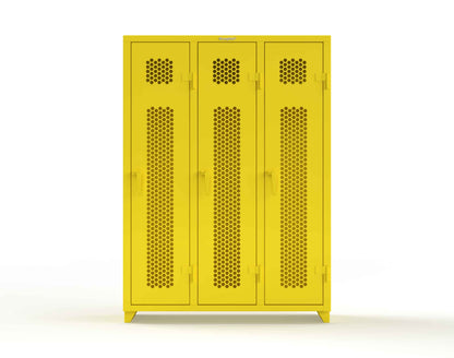 Extra Heavy Duty 14 GA Ventilated Single-Tier Locker with Shelf and Hanger Rod, 3 Compartments - 54 in. W x 18 in. D x 75 in. H - 4.66-3H-18-1T-L-1021
