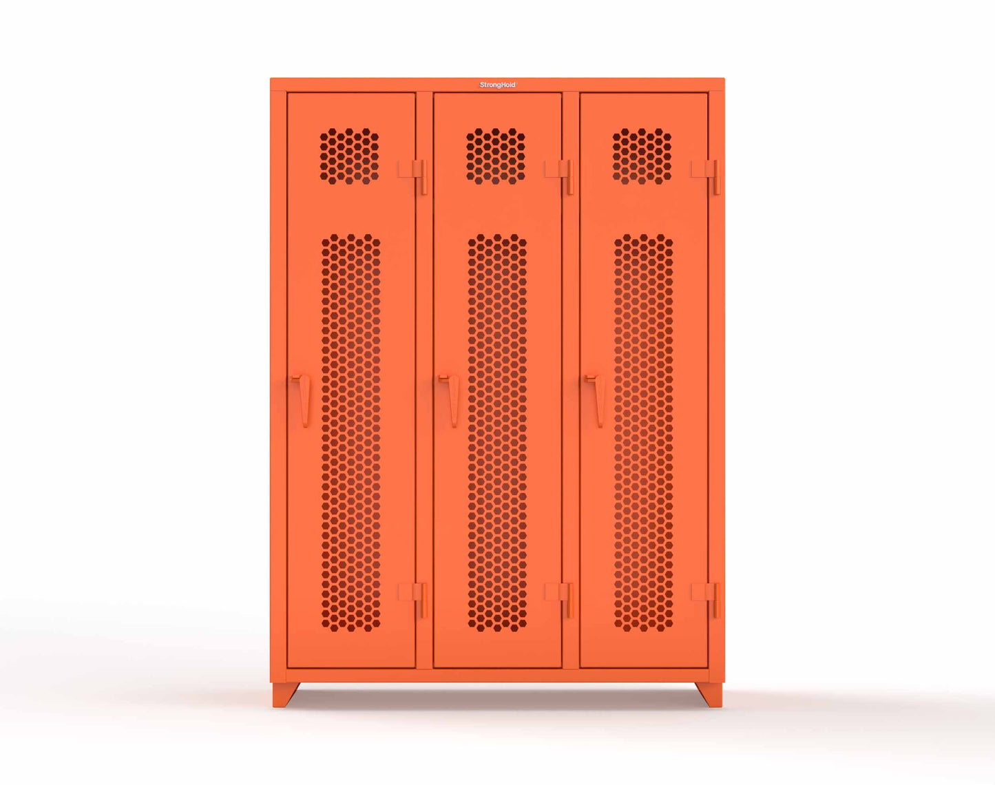 Extra Heavy Duty 14 GA Ventilated Single-Tier Locker with Shelf and Hanger Rod, 3 Compartments - 54 in. W x 18 in. D x 75 in. H - 4.66-3H-18-1T-L-2009