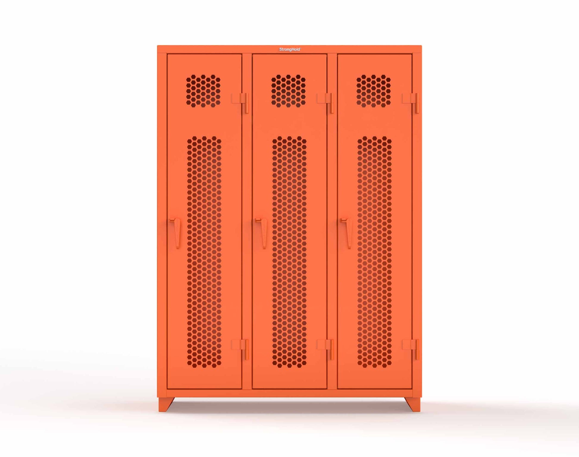 Extra Heavy Duty 14 GA Ventilated Single-Tier Locker with Shelf and Hanger Rod, 3 Compartments - 54 in. W x 18 in. D x 75 in. H - 4.66-3H-18-1T-L-2009