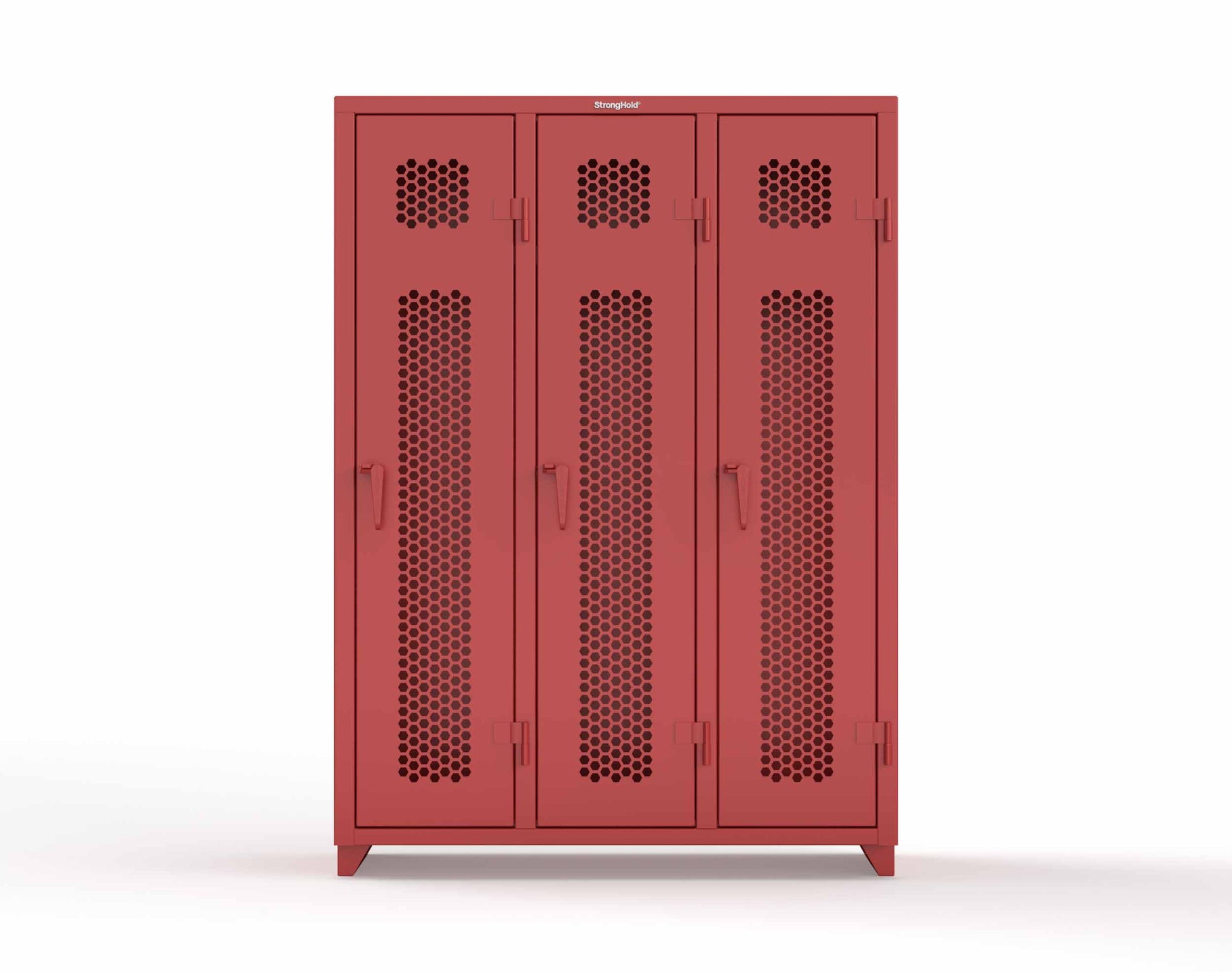 Extra Heavy Duty 14 GA Ventilated Single-Tier Locker with Shelf and Hanger Rod, 3 Compartments - 54 in. W x 18 in. D x 75 in. H - 4.66-3H-18-1T-L-3001