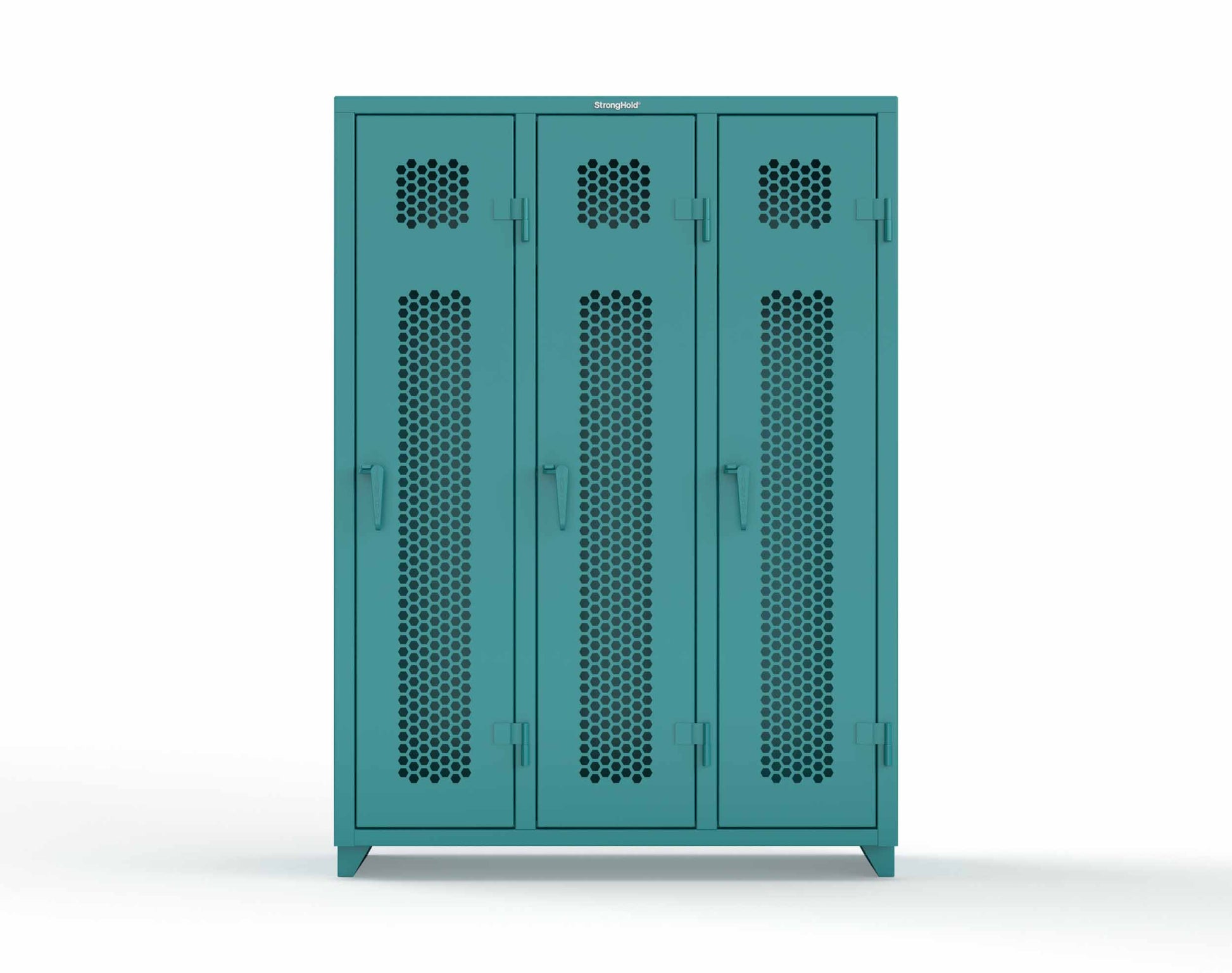 Extra Heavy Duty 14 GA Ventilated Single-Tier Locker with Shelf and Hanger Rod, 3 Compartments - 54 in. W x 18 in. D x 75 in. H - 4.66-3H-18-1T-L-5021