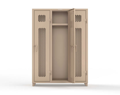 Extra Heavy Duty 14 GA Ventilated Single-Tier Locker with Shelf and Hanger Rod, 3 Compartments - 54 in. W x 18 in. D x 75 in. H - 4.66-3H-18-1T-L-1019