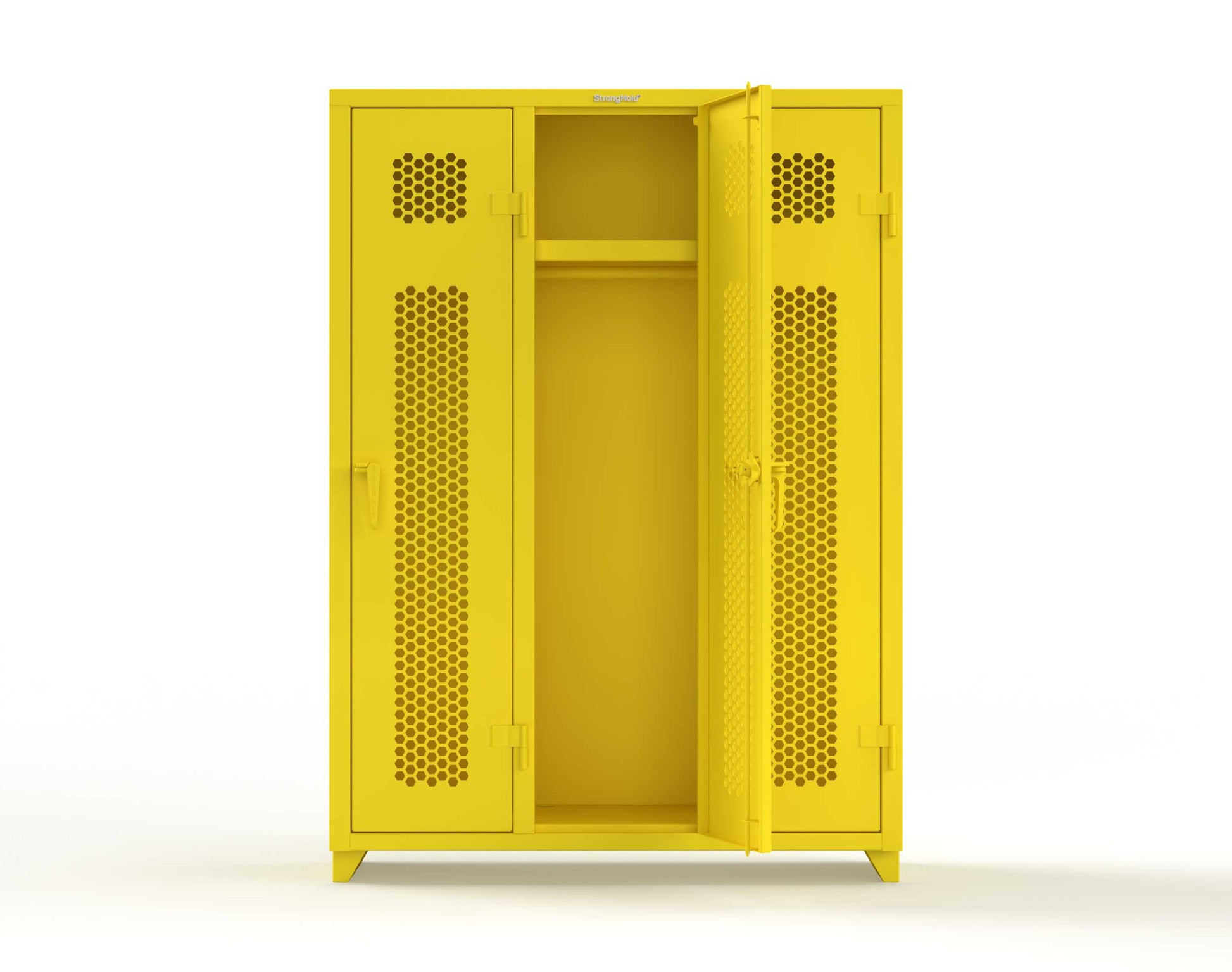 Extra Heavy Duty 14 GA Ventilated Single-Tier Locker with Shelf and Hanger Rod, 3 Compartments - 54 in. W x 18 in. D x 75 in. H - 4.66-3H-18-1T-L-1021